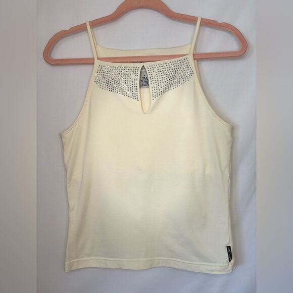 Armani Exchange vintage cream/rhinestone keyhole bra tank top Size medium - Picture 1 of 7